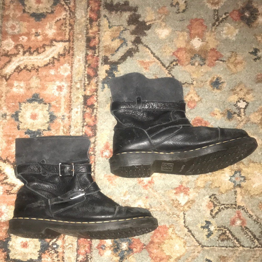 Dr. Martens Black Moto Combat Boots - Picture 2 of 9